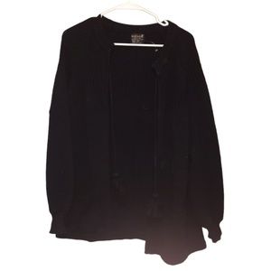 Knitivo II black open front cardigan with tassels
